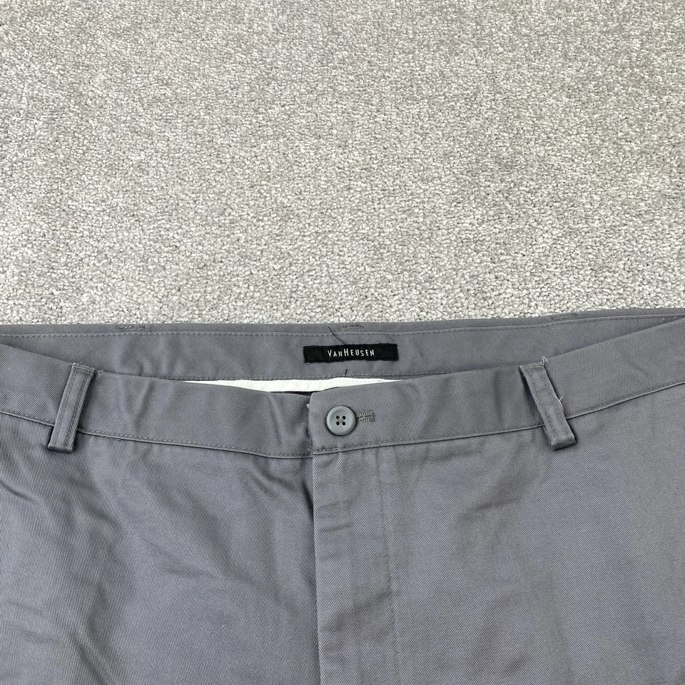 Van Heusen Pants Men's 42x30 Gray Cotton Twill Casual Spot on Front - Image 2 of 4