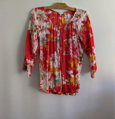 Blouse rouge à fleurs coton T38 Zamba (2606023) - Photo 1/4