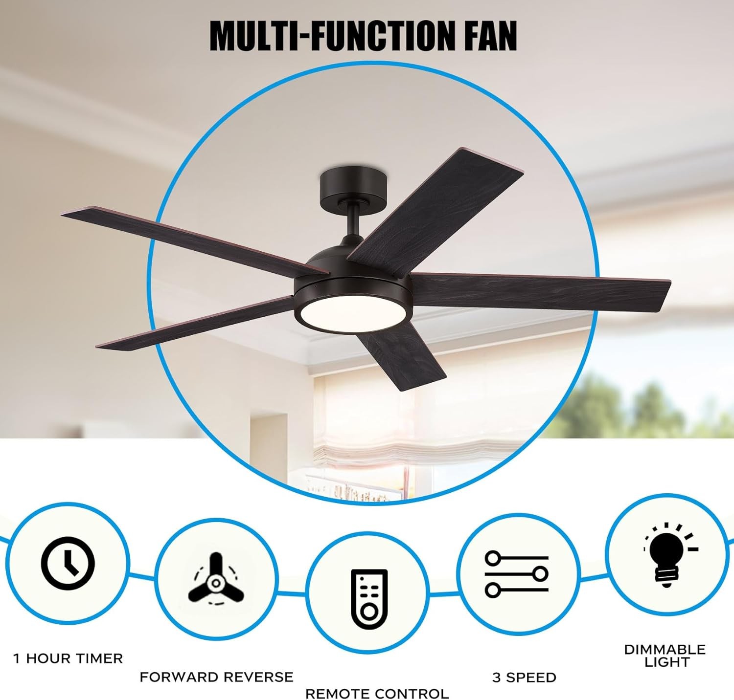 54 Inch Ceiling Fan with Light and 54 Oil Rubbed Bronze, Bronze 