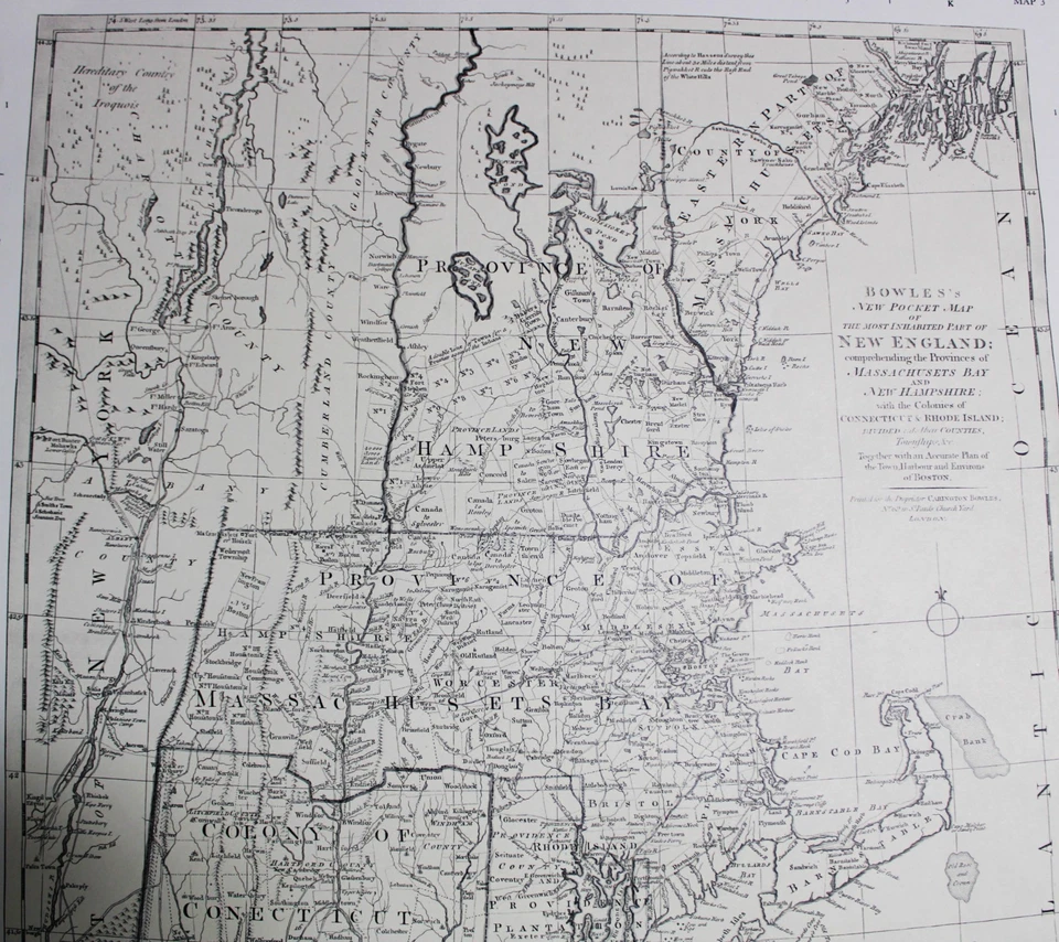 NEW ENGLAND COLONIES MAP 1775 BY THE U.S. DEPARTMENT OF THE NAVY (1972) - Image 2 of 4
