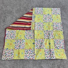 Handmade Baby Quilt Stars Stripes Baby Animals 39x41 inches Yellow