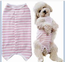 Dog  s Recovery Suit Post Surgery Wound Protective Clothes Pink White Stripe-m 