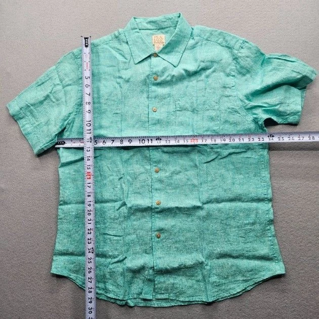 Jos. A. Bank Men's Size Large Teal Short Sleeve Casual Button Down Shirt - Image 4 of 4