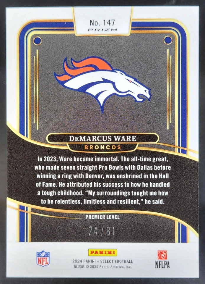 2024 Panini Select DeMarcus Ware Premier Dragon Scale Prizm /81 Broncos AP2 - Image 2 of 4