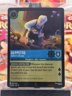 Disney Lorcana TCG Geppetto Skilled 174/204 Reign of Jafar Cold Foil Rare!