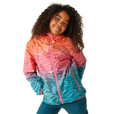 Image of Regatta Printed Lever Kids 14 Yrs Waterproof Packable Jacket Satsuma Omb RRP £50