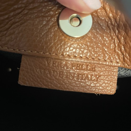 Vera Pelle Italian Leather Medium Crossbody Bag Top Handle Purse Brown Italy - Bild 7 von 14