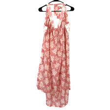 Vintage Handmade Long Sheer Pink Mauve Floral Kitchen Waist Cooking Apron