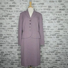 Emily 2 Piece Skirt Suit Womens 16 Pink Knit Cropped Blazer Business Career Wear