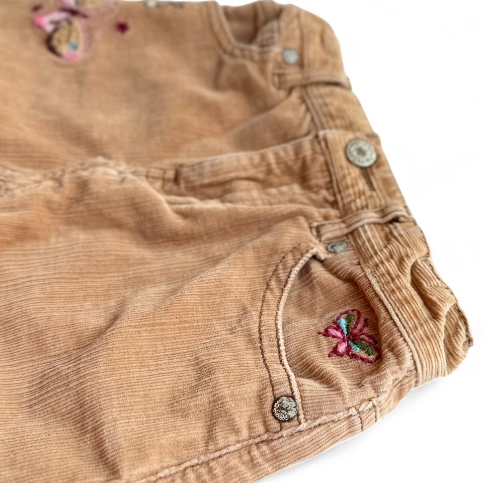 Minifalda Baby Gap Y2K Niñas 2T Bordada Mariposa Pana Caqui Boho 2007 Foto 3 de 4