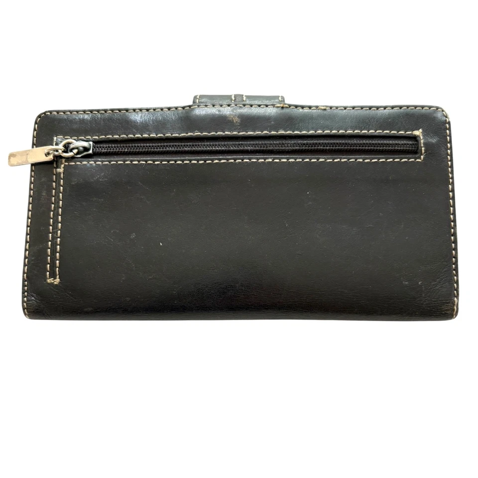 Cartera KENNETH COLE Vintage Cuero Negro Doble Pliegue Multi Bolsillo 3.25x6.5 Clásica Foto 2 de 4