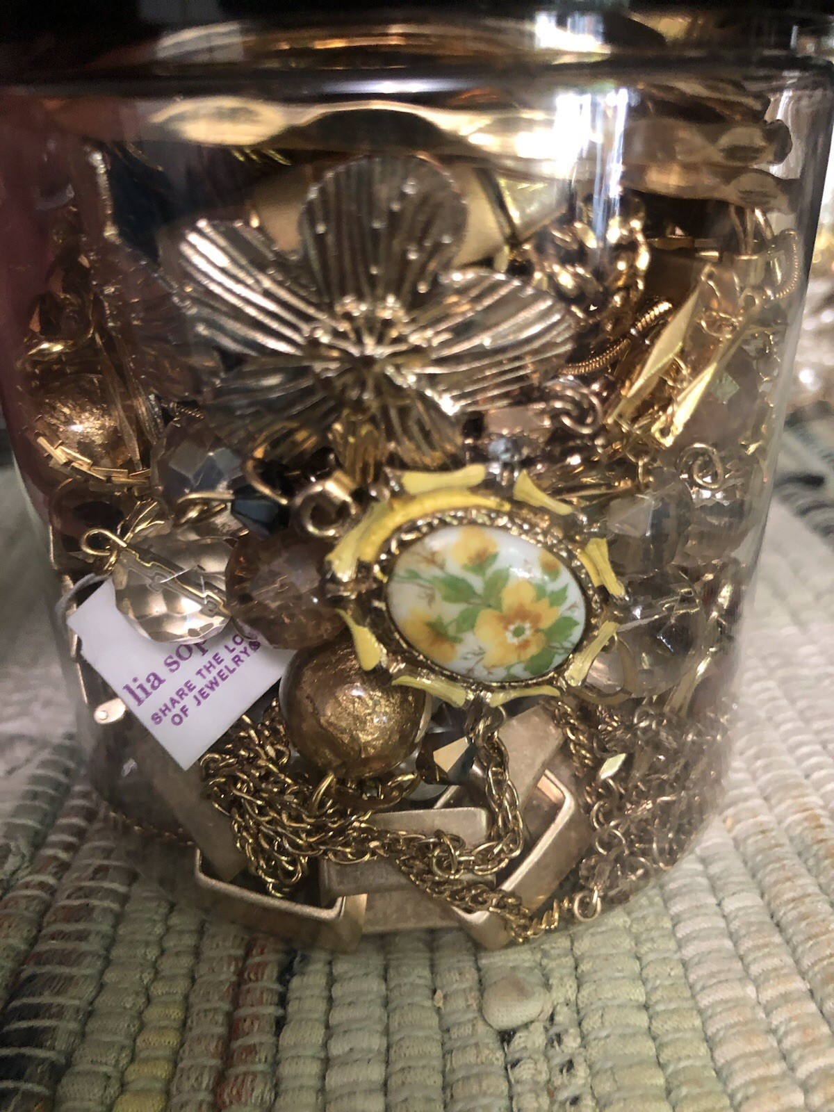 Vintage to Modern Golden Mystery Jewelry Jar with Hidden Treasures