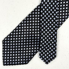 Michael Kors Men's Black Geometric Pattern 100 Silk Jacquard Tie
