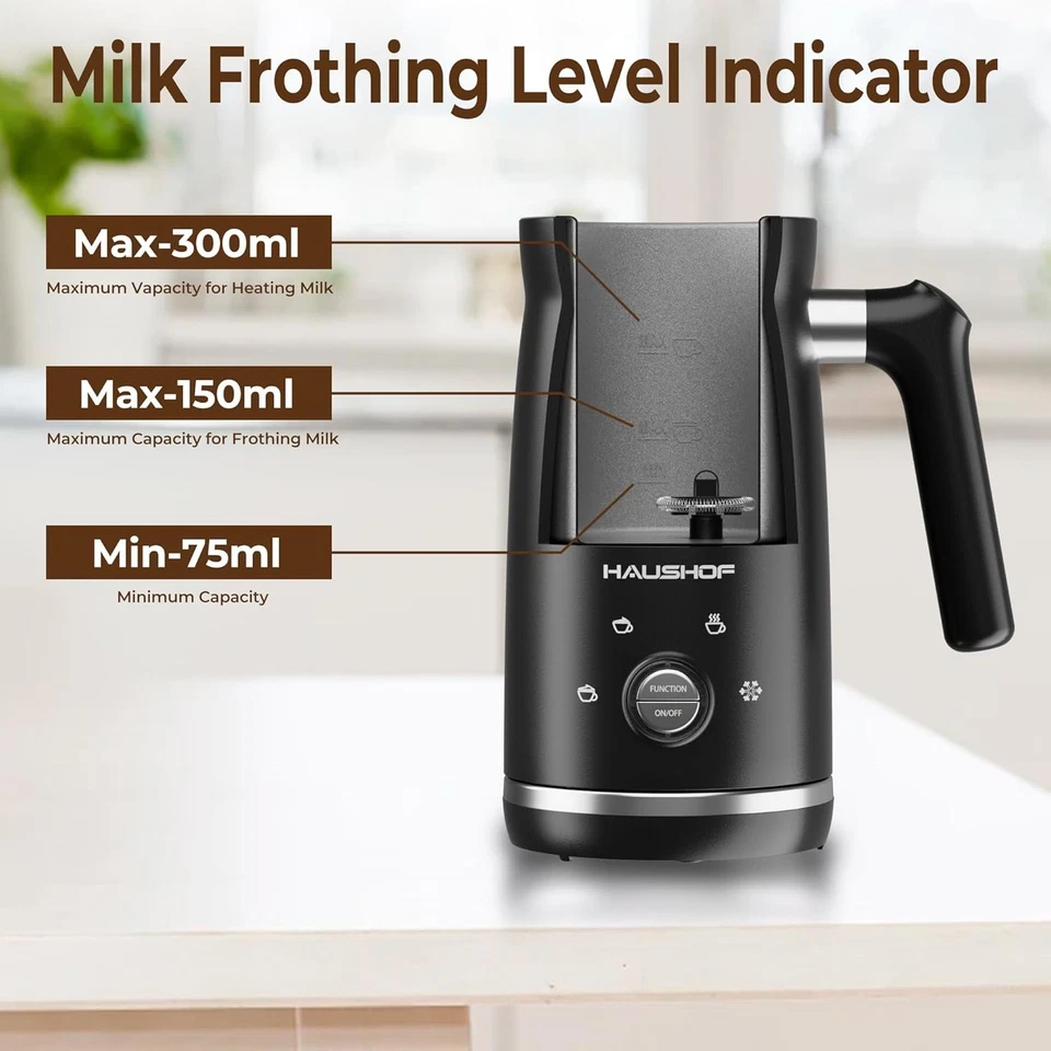 HAUSHOF 4-in-1 Electric Milk Frother Steamers Large Capacity Automatic Warm Cold - Image 4 of 4