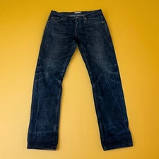 The Unbranded Brand Jeans Mens 33 Blue Selvedge Dark UB101 Button Fly Slim Denim