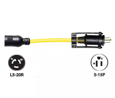Tasco E-Zee Lock Locking Adapter 1 Ft Convert 15A Plug To 20A Heavy Duty RV Tool