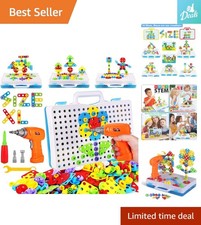 Creative 244-Piece Building Blocks Kit with Electric Screwdriver for Kids 4-12