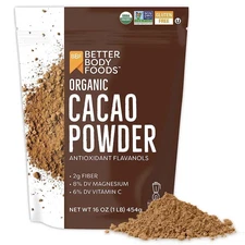 New BetterBody Foods Organic Cacao Powder, Gluten-Free, 16 oz