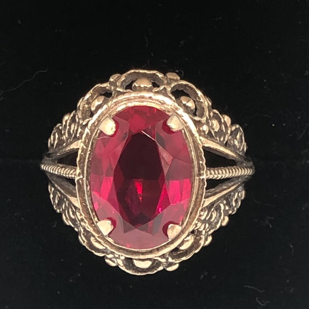 Vintage Gilding Soviet Ring Ruby Silver Size 9 us… - image 10
