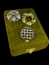 Vintage Silver and Gold Scarf Clip Lot Designer LIEBA and Unmarked