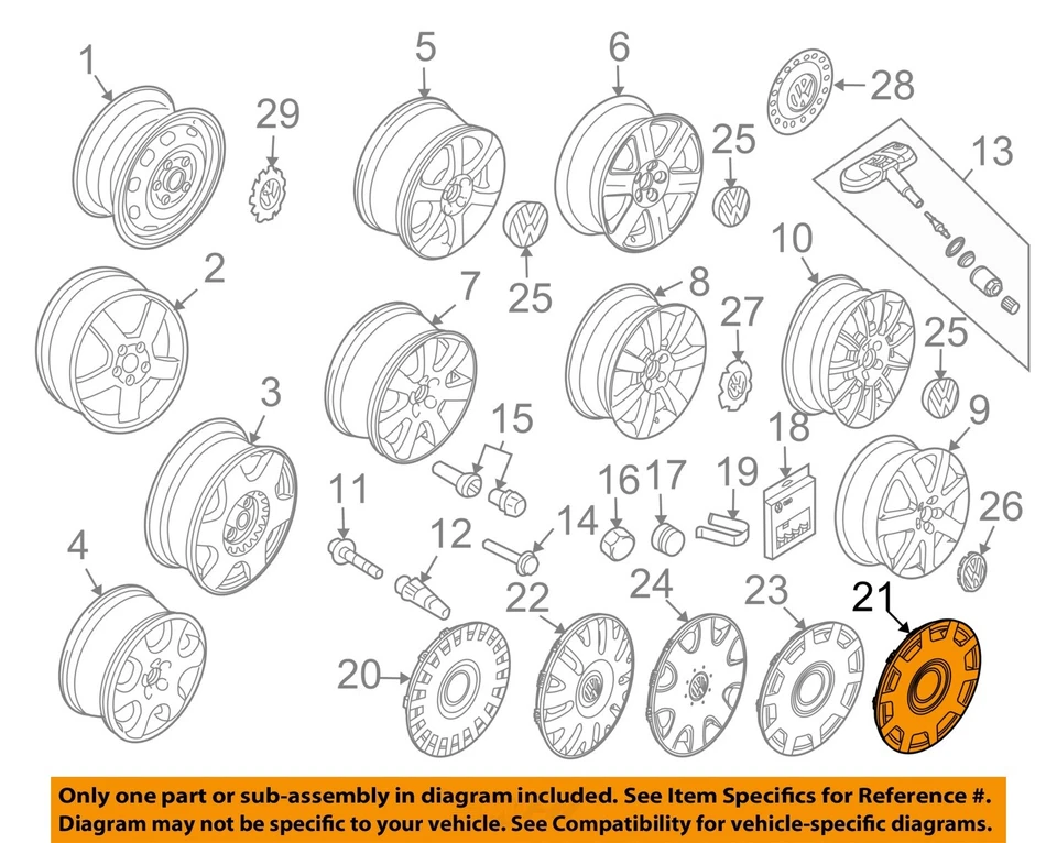 Б/у крышка колеса подходит: 2001 Volkswagen Beetle 16`` хром класса A - Изображение 3 из 4