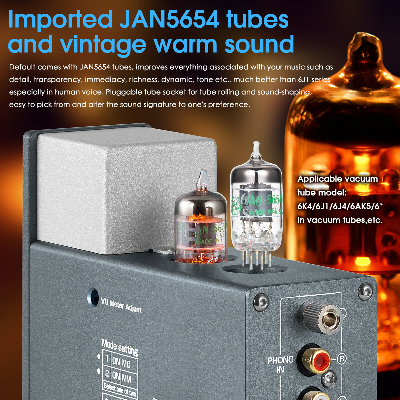 HiFi 5654 Tube Phono Preamp for Turntable Stereo Preamp Headphone Amp w/VU Meter eBay