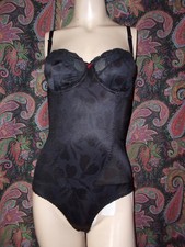 Vintage Flexees Black Firm Bra Top Girdle Corset Slimmer Panty 34C