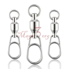 10/30pcs Fishing Swivels Ball Bearing with Quick Snaps Connector Tackle #1-#6 