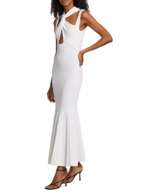 fall white midi dress Alanna Halter Cowl Neck Midi Dress