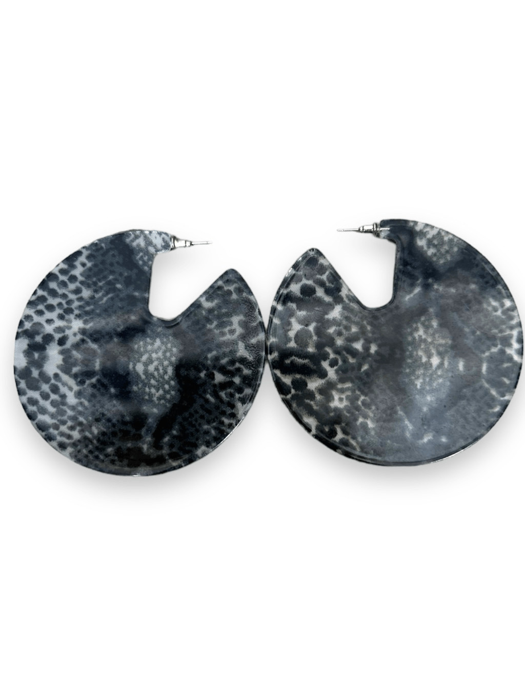 1980’s acrylic Python Circle Earrings - image 1