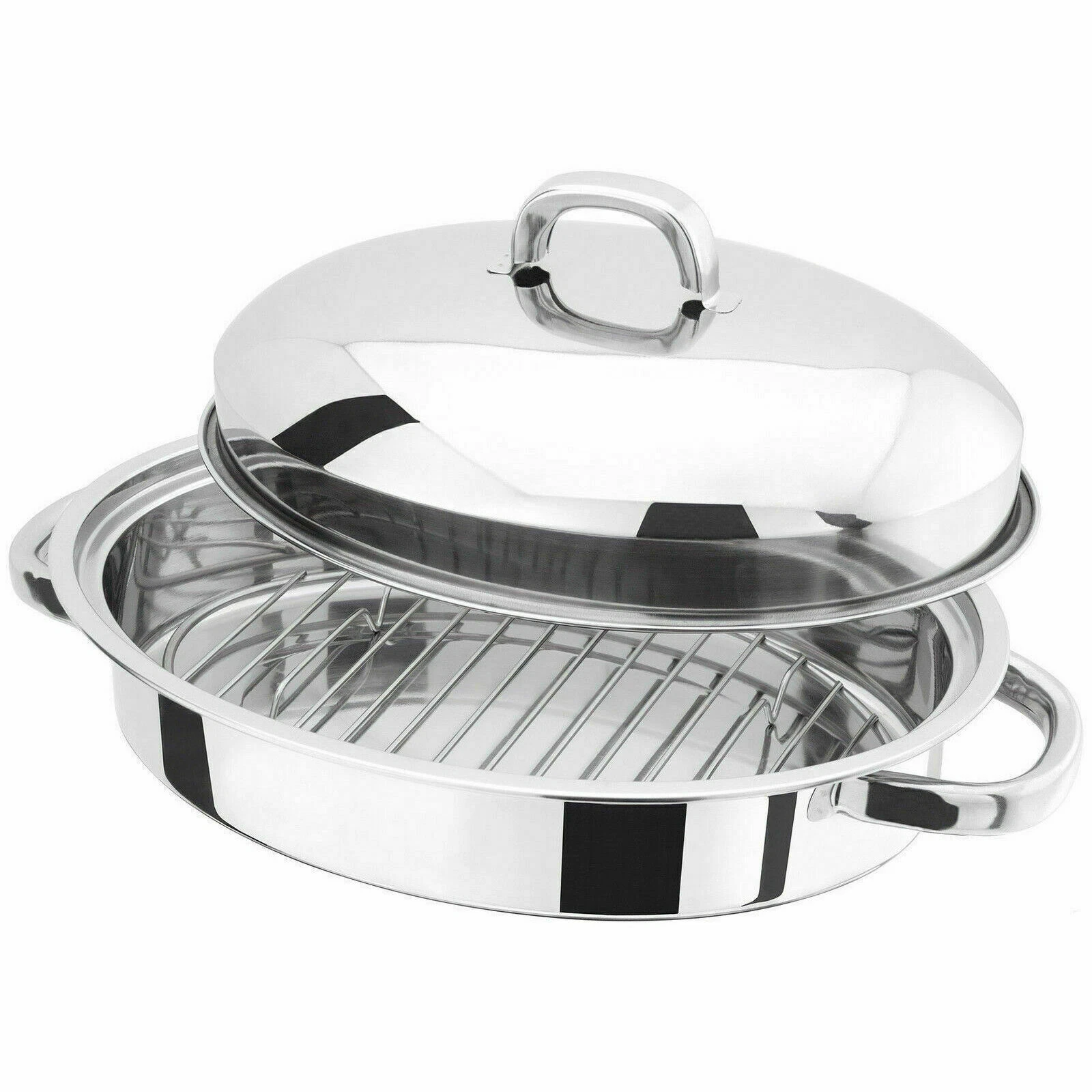 Stainless Steel Roasting Mini Oven Pan Dish Meat Roaster Tin Grill Rack Set Lid
Opens in a new windo