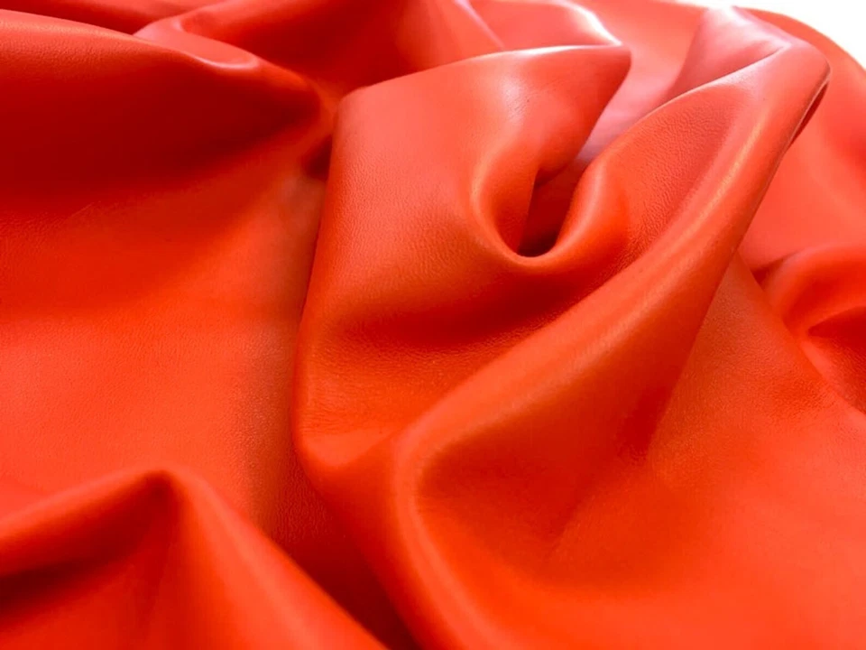 Cuero Genuino NARANJA Calidad Premium Piel de Oveja Napa Completa Cuero Suave Foto 3 de 3