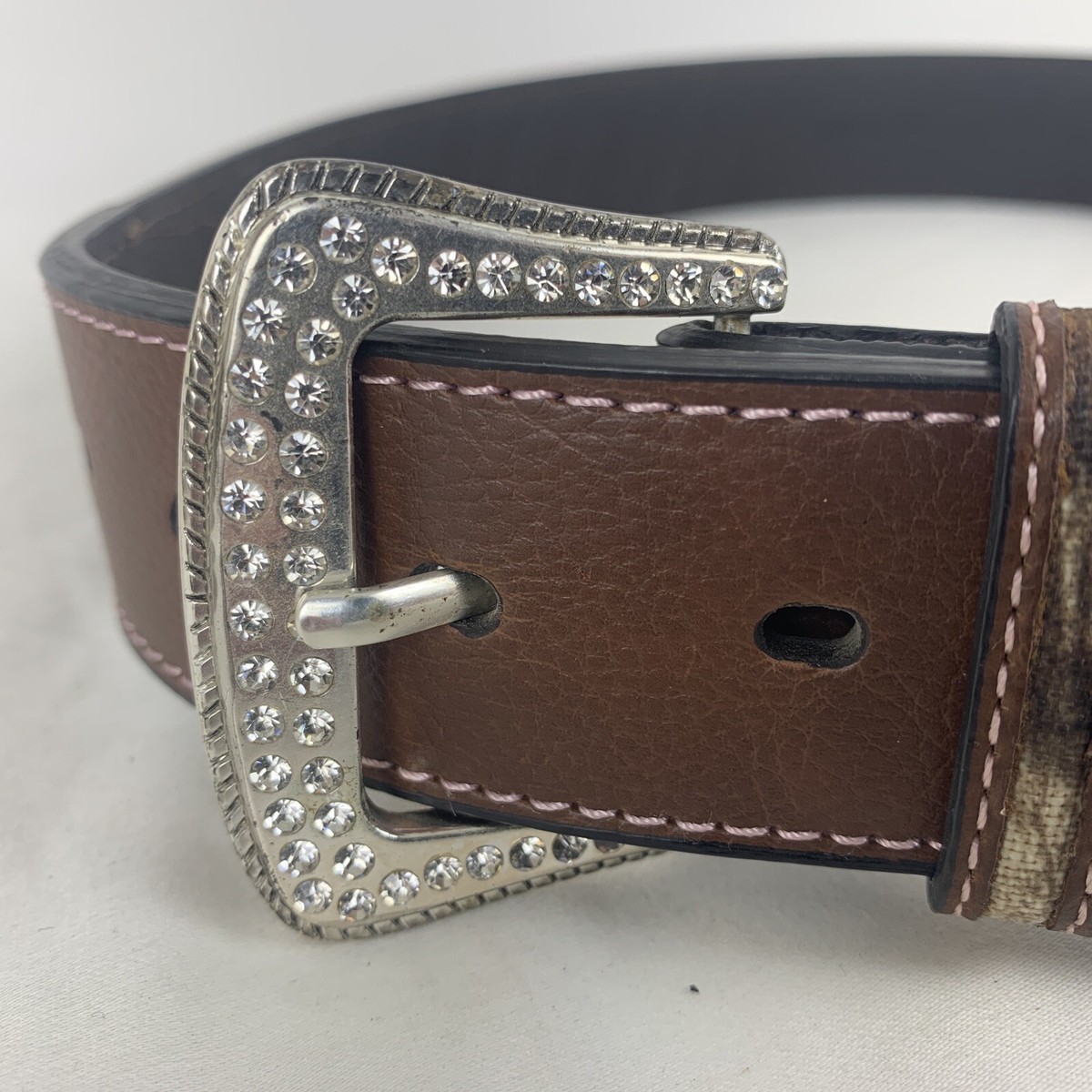 John Deere Genuine Leather Belt Women 36 Brown Studded Western Farm Ranch USA Ariat Women main image 3