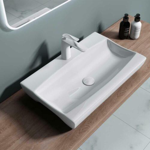 Durovin Bathroom Wash Basin Sink Ceramic Wall Hung Countertop Vessel 625x395mm