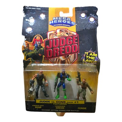 Vintage Mattel Mega Heroes Judge Dredd vs Cons Pack #1 New on Card 1995 NOS