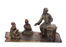 Anton Chotka, Coran Professeur Avec Élèves, Froid Peint Bronze Sculpture, Timbré