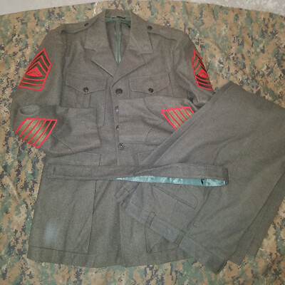 USMC Service Dress Uniform Alpha Set Coat alphas Gunnery Sergeant Antique 38R 34