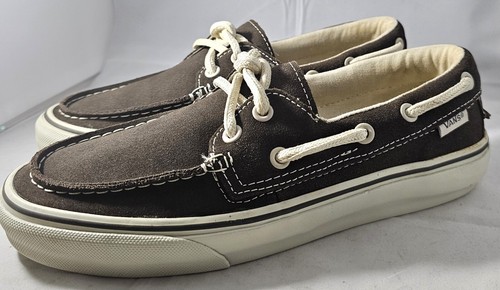Vans Unisex Zapato Del Barco Brown/White Flat Sole Boat Shoes Size M7/W8.5 - Picture 2 of 15