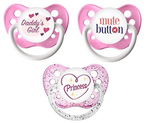 Ulubulu Baby Girls Pacifier Set 3 Binkies Daddy S Girl Mute Button Princess Ebay
