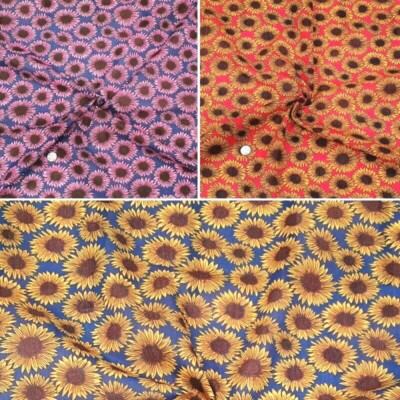 Polybaumwolle Stoff große sommerlich gezeichnete Sonnenblumen Blumenblumen Sonnenblume