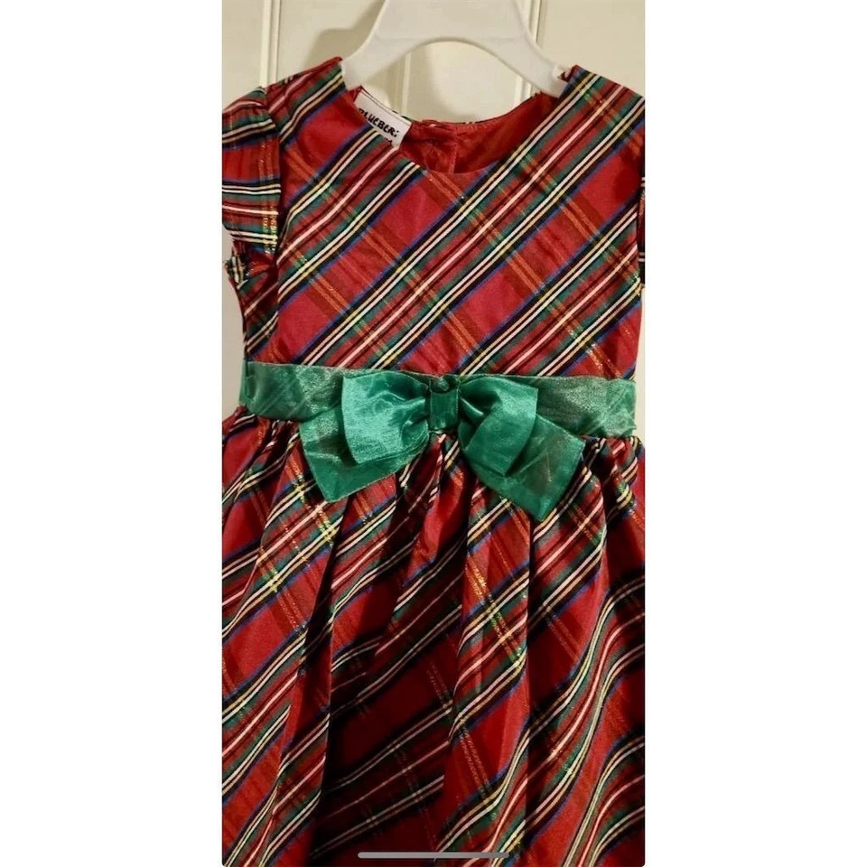 Vestido de fiesta de Navidad a cuadros Blueberi Boulevard para niñas pequeñas talla 4 Foto 4 de 4
