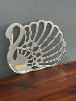 Swan Trivet Oneida Wm A Rogers Silverplate Hot Pad New in Box Tarnish Free
