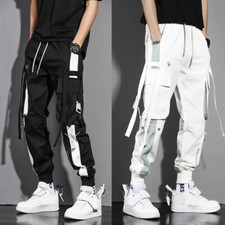 Mens Pants Big Pockets Cargo Pants Trouser Loose Streetwear Hip Hop Joggers