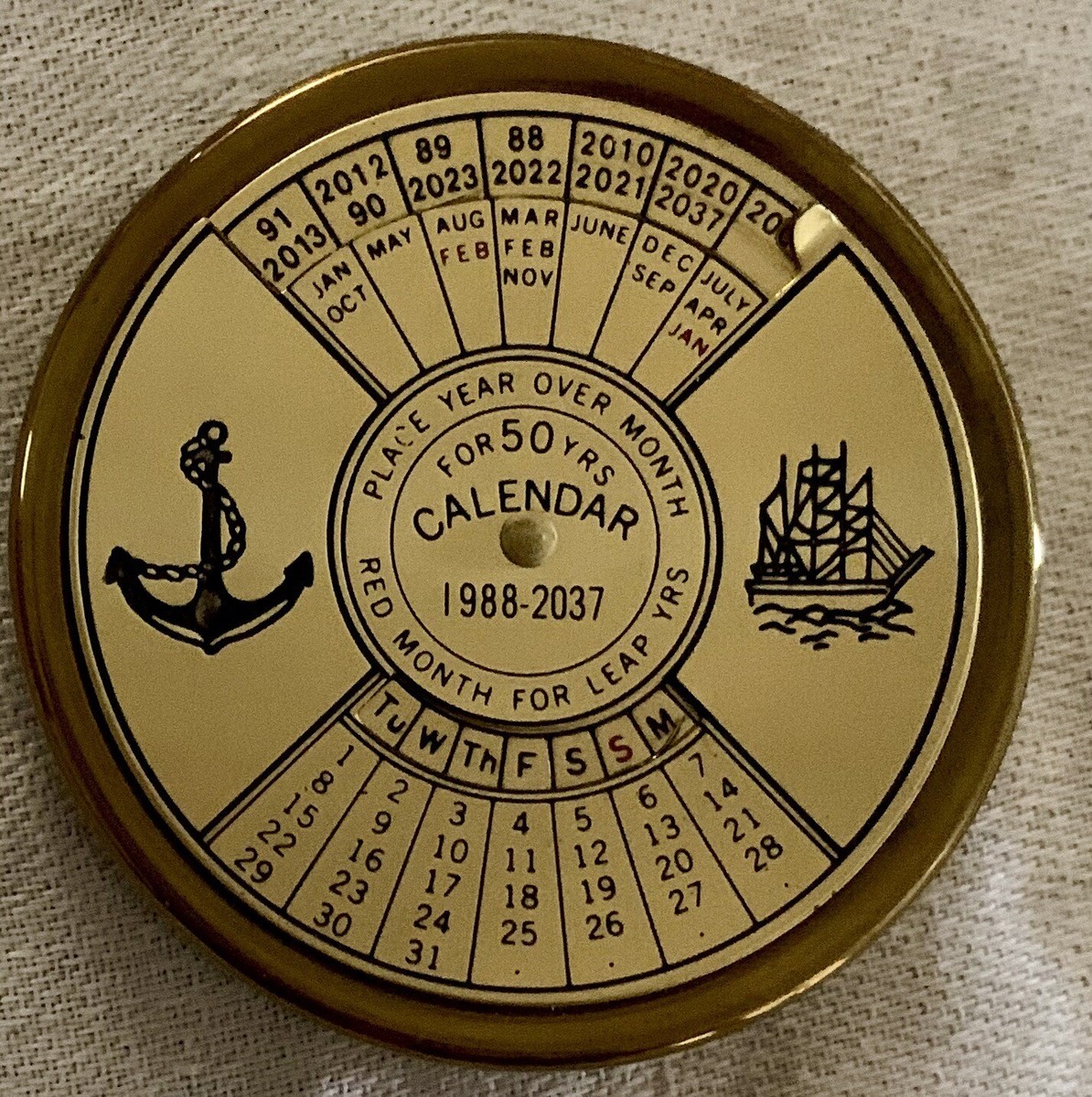 Vintage Solid Brass Paper Weight-50 Year Calendar 1988-2037 | eBay