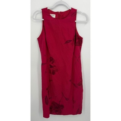 Jones New York Dress Women 6 Red Silk Linen Floral Sleeveless Sheath Shift  | eBay