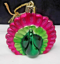 Colorful Plastic Peacock Shaped Christmas Ornament 3" Tall