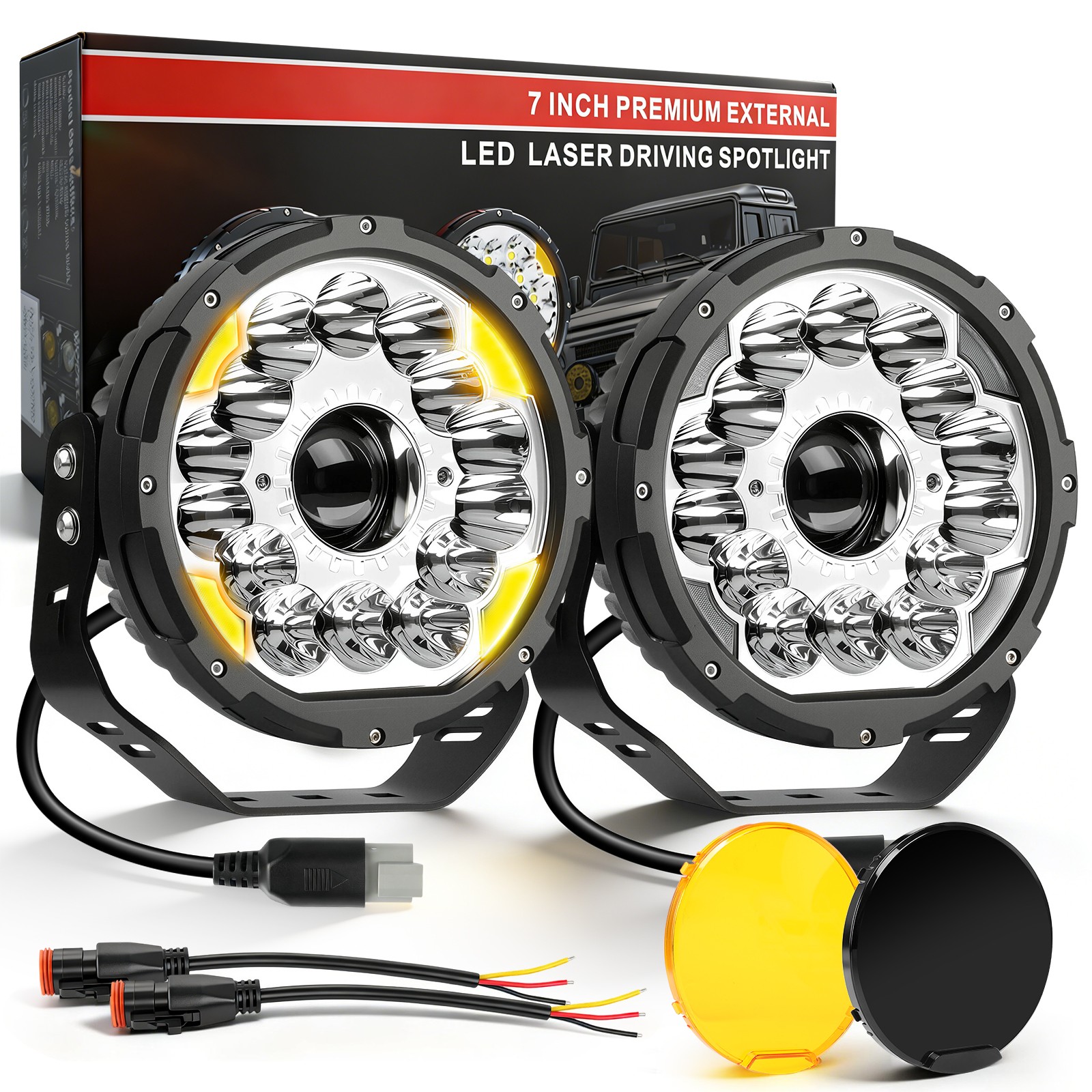 Colight 7 inch 360-PRO LED Work Light Bar Combo Fog Lamp Offroad Driving+Covers