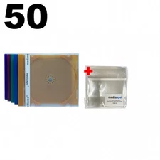50 STANDARD Assorted Color CD Jewel Case & 100 OPP Bags