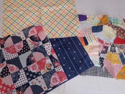 Unfinished Crazy Quilt Piece + More Fabric Scraps
