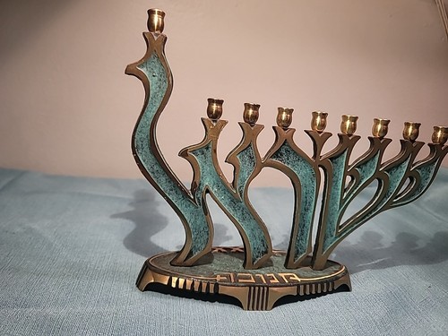 Vintage Messing Menora Vogelform Made In Israel von Oppenheim Chanukka Judaica - Bild 4 von 12